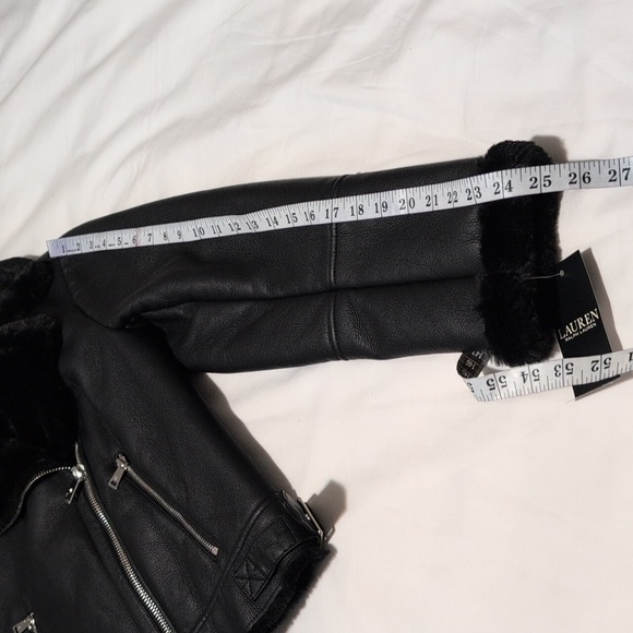 Ralph Lauren Black Leather Jacket Motorcycle Style - Picture 9 of 11